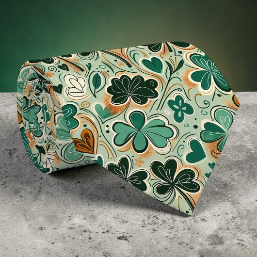 Cravate St. Patrick's Day Clover Custom Necktie