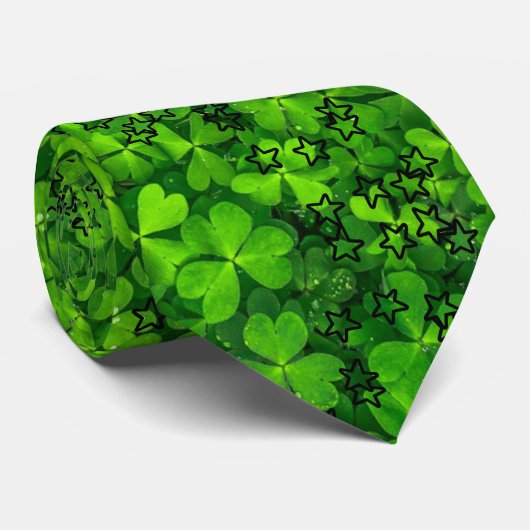 Cravate St. Patrick's Day clovers and stars Tie (Roulé)