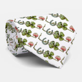 Cravate ST PATRICK'S DAY, SHAMROCKS ET HORSESHOE White (Roulé)