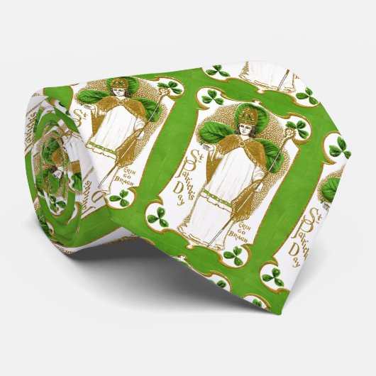 CRAVATE ST.PATRICK'S DAY SHAMROCKS VERTS ET TRINITÉ (Roulé)