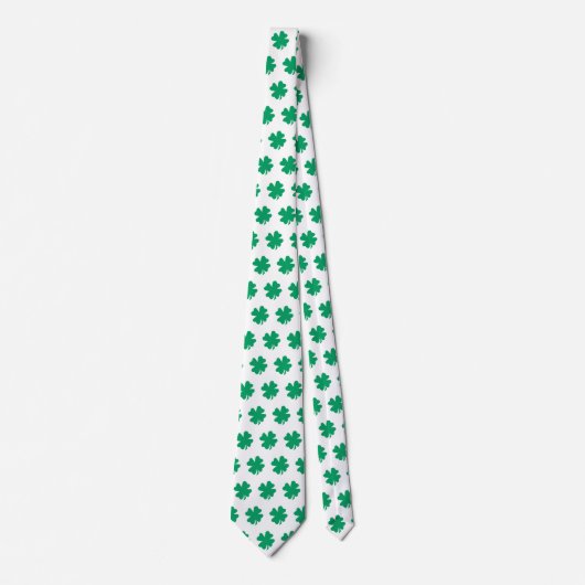 Cravate St Patrick's Day Vert Blanc Shamrock Cadeau Faveur (Devant)