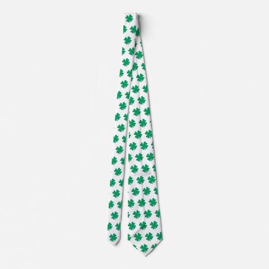 Cravate St Patrick's Day Vert Blanc Shamrock Cadeau Faveur (Dos)