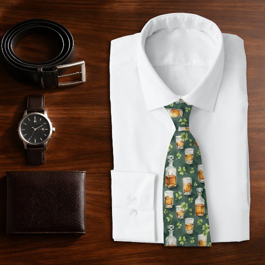 Cravate St. Patrick's Day Whiskey & Trèfles