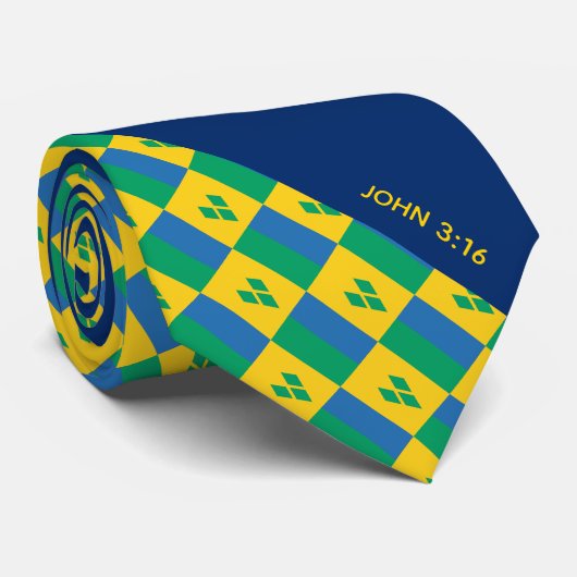 Cravate ST VINCENT Écriture chrétienne Jean 3:16 BLEU (Roulé)