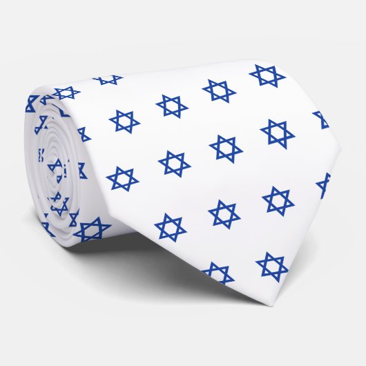 Cravate Star Bleue De David Univers Blanc (Roulé)