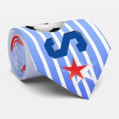 Cravate Star de football Rouge Blanc et Bleu (Roulé)
