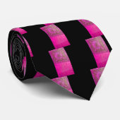 Cravate STAR DU MATIN Rose, Fuchsia Black, Monogramme (Roulé)
