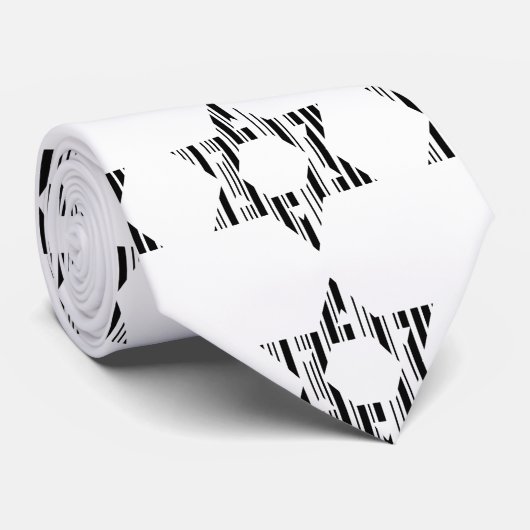 Cravate STAR OF DAVID BAR CODE Judaism Pattern Design (Roulé)