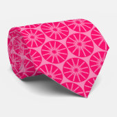 Cravate Star Wheel Motif II - Neon Red sur Rose FF8CBA (Roulé)