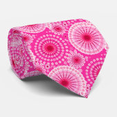 Cravate Starburbs et pinwheel, fuchsia rose & maron (Roulé)
