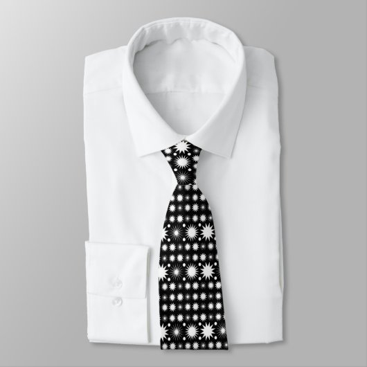 Cravate Starburst moderne noir et blanc (Attaché)