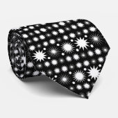 Cravate Starburst moderne noir et blanc (Roulé)