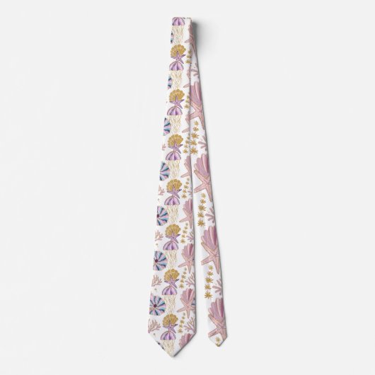 Cravate Starfish Seashell bleu violet rose rose marine (Devant)