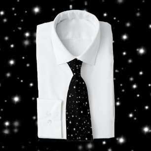 Cravate Starlight Sparkles Black and White Stars