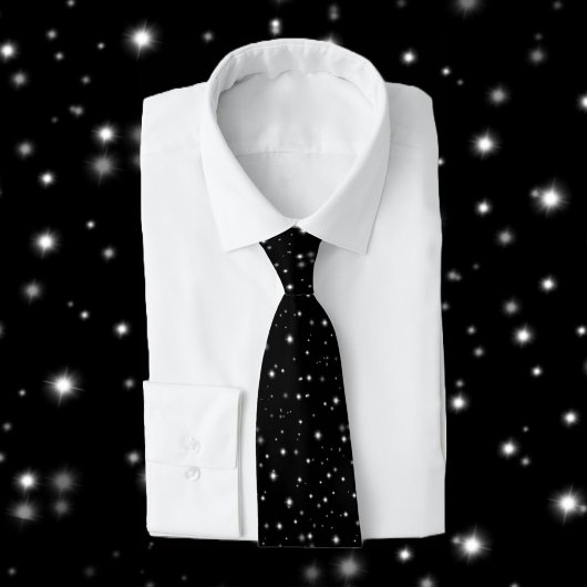Cravate Starlight Sparkles Black and White Stars