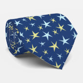 Cravate Stars Space Motif Retro 1960s Géométrique Bleu (Roulé)
