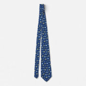Cravate Stars Space Motif Retro 1960s Géométrique Bleu (Dos)