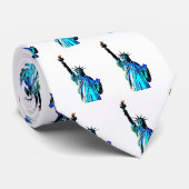 Cravate Statue bleue de Lady Liberty (Roulé)