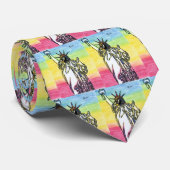 Cravate Statue moderne de liberté aquarelle colorée (Roulé)