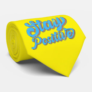 Cravate STAY POSITIVE 70's typographie design rétro