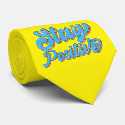 Cravate STAY POSITIVE 70's typographie design rétro (Roulé)