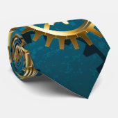 Cravate Steampunk Arrière - plan turquoise avec Gears (Roulé)