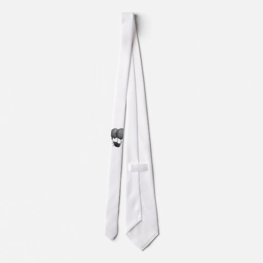 Cravate Steampunk Design Machine volante noire et blanche (Dos)