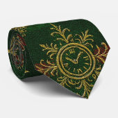 Cravate Steampunk Flocon de neige Rouge et vert Tartan (Roulé)
