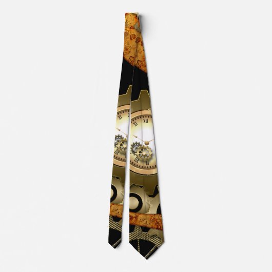 Cravate Steampunk, horloges et vitesses dans des couleurs (Dos)