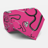 Cravate Stéthoscopes amusants pour les médecins sur rose p (Roulé)