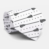 Cravate Sticks noirs de crosse blanche et Motif de lignes  (Roulé)