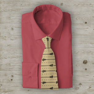 Cravate Sticks noirs de crosse d'or et Motif de lignes poi