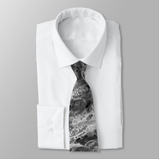 Cravate Storm Cloud Grey abstrait Granite pierre roche (Attaché)