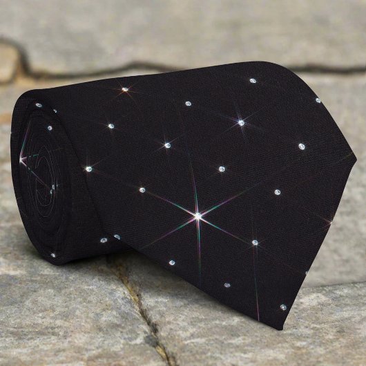 Cravate Strass scintillant diamant noir brillant
