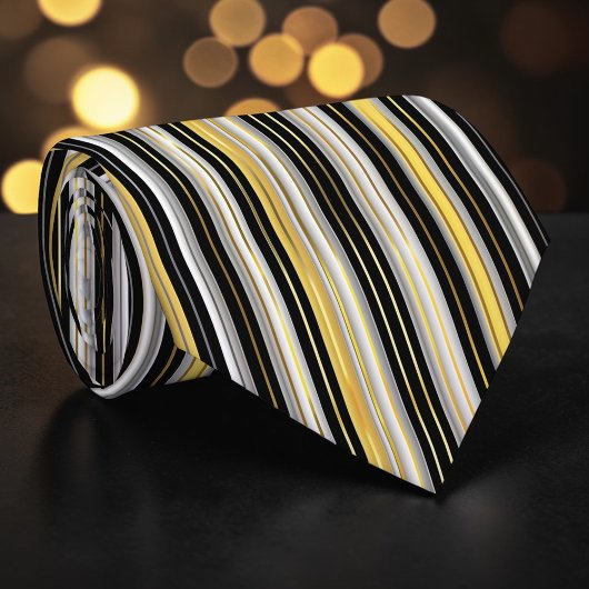 Cravate Striped Gold and Silver Necktie