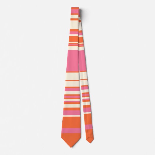 Cravate Stripes complexes - rose, orange et crème (Devant)