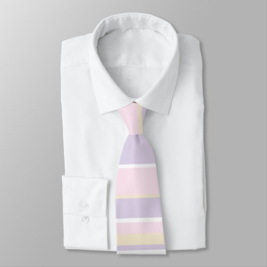 Cravate Stripes complexes - rose pastel, jaune et violet (Attaché)