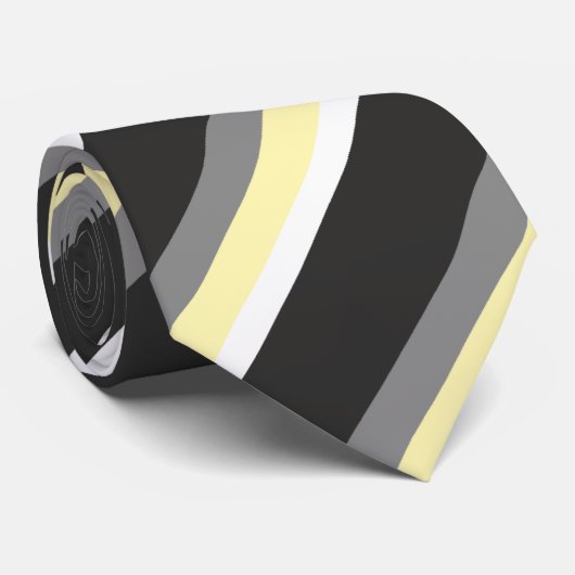 Cravate Stripes grau grey gray jaune (Roulé)