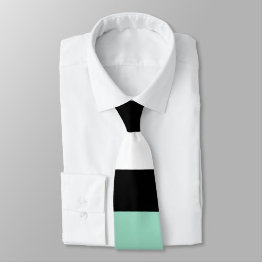 Cravate Stripes inégales - Mint vert, blanc et noir (Attaché)