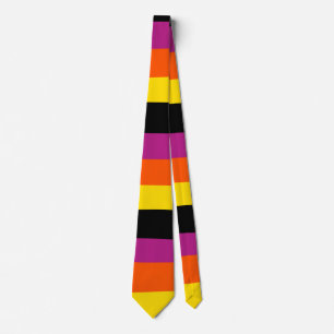 Cravate Stripes inégales - Noir, rose, orange et jaune