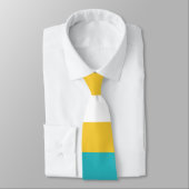 Cravate Stripes inégales - Turquoise et Jaune (Attaché)