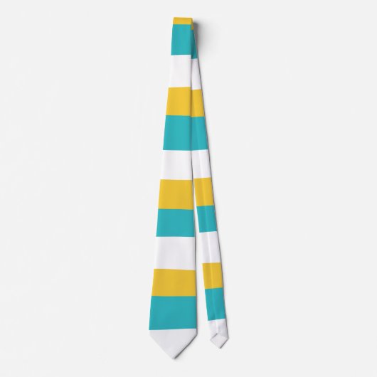 Cravate Stripes inégales - Turquoise et Jaune (Devant)