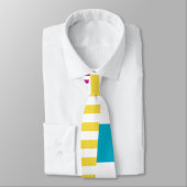 Cravate Stripes on Stripes - Turquoise, Jaune et Rose (Attaché)