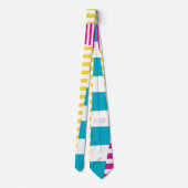 Cravate Stripes on Stripes - Turquoise, Jaune et Rose (Dos)