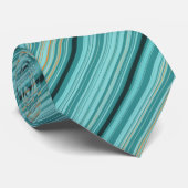 Cravate Stripes - Turquoise Vert Bleu Noir Orange Motif (Roulé)