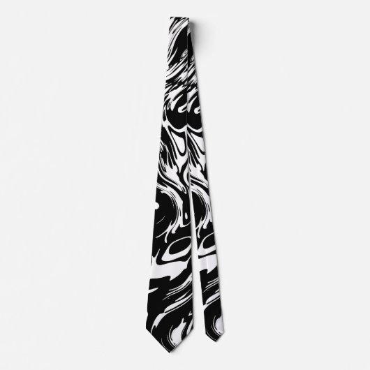 Cravate Style Abstrait Noir Et Blanc (Devant)