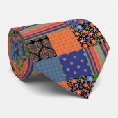 Cravate Style Art populaire Faux Patchwork Unisex Necktie (Roulé)