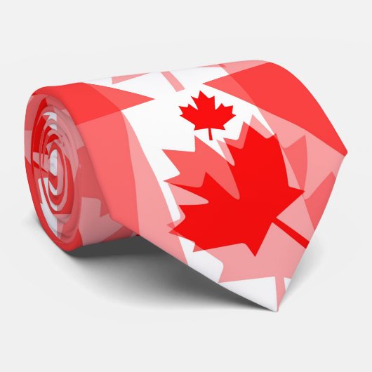 Cravate Style canadien Feuille d'érable rouge en couches C (Roulé)