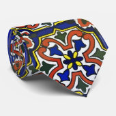 Cravate Style Carrelage Mexicain, Ancien Design (Roulé)