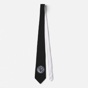 Cravate Style Chrome badge Dragon sur Carbon Fibre Print